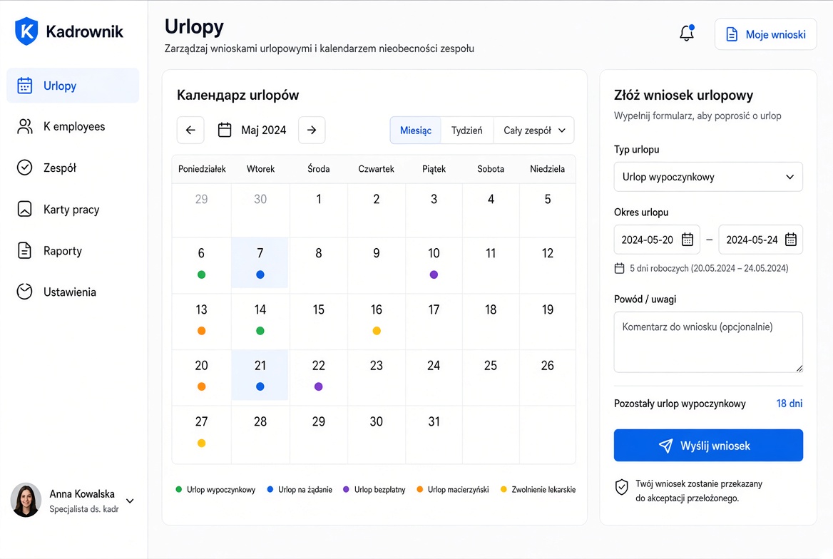 Urlopy i kalendarz